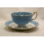 Aynsley China Blue Gold Cup Saucer Fruit