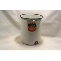 Old enamel metal enema pot with black border