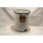 Old enamel metal enema pot with black border