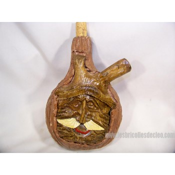 Jug Bottle Collectible Man Face Carved Resin