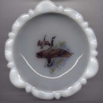 Cendrier ancien verre de lait/milkglass Bernache du Canada