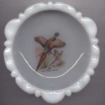 Vintage milkglass ashtray ring necked pheasant