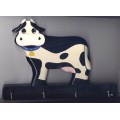 Key Holder Cow Wood Wall Plaque Handmade
