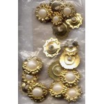Boutons Blanc Doré Perlé Tige 33 D4057