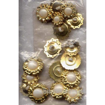 Boutons Blanc Doré Perlé Tige 33 D4057