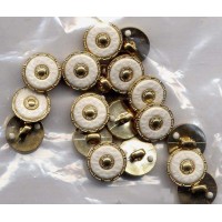 Buttons White Antique Gold Shank 25 D4117