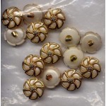 Boutons Blanc Lilas Nacré Or Tige 31 D4417