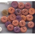 27 Plastic Buttons Peach Purple 2 Holes