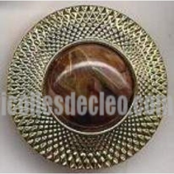Buttons Plastic Gold Rim Tiger Eye Center Shank B-0056