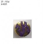 Boutons Plastique Tige Or Centre Violet D4221