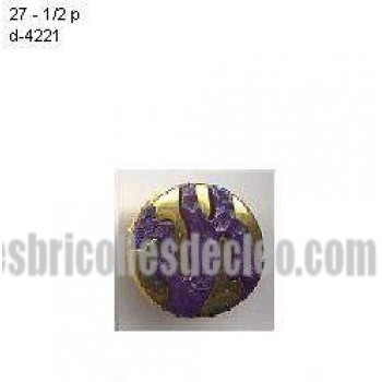 Boutons Plastique Tige Or Centre Violet D4221