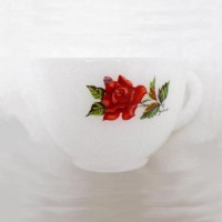 Federal White Milk Glass Rosecrest Snack Set Plate Cup
