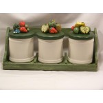 Pots Céramique blanc Couvercle Vert Étagère