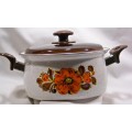 Casserole rétro acier émaillé Motif Coquelicot Valencia