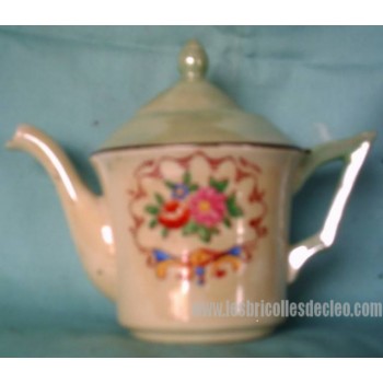 Théière Porcelaine Verte Fleurs Peintes