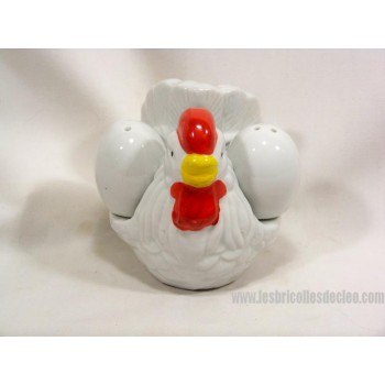 Porte Serviettes Salière Poivrière Poule Oeufs Blanc