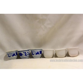 Verres Sake Porcelaine Bleu Blanc 6