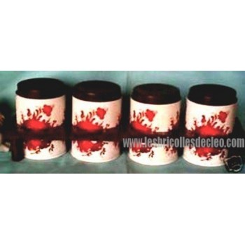 Metal Tins Containers Plastic Rack Red Flowers