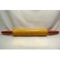 Wooden Rolling Pin Red Tapered Handles