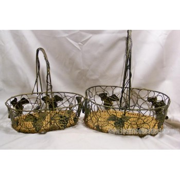 Baskets wicker metal leaves gold anodized 2