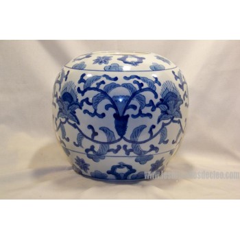 Jarre gingembre porcelaine bleu blanc sans couvercle