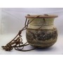 Ceramic Clay Hanging Planter Leather Cord