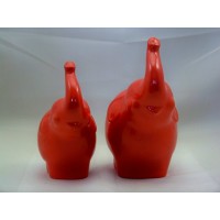 image-statuette-éléphant-maman-bébé-céramique-orange-2