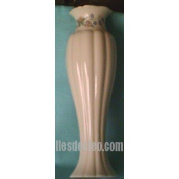 Vase Blanc Lenox Céramique Fleurs Bord Doré