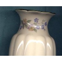 Vase Blanc Lenox Céramique Fleurs Bord Doré