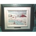 Framed Oil Painting Canvas Landscape Winter 