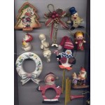 Vintage Christmas Ornaments Wood Metal