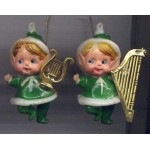 Vintage Christmas Ornaments Green Glass