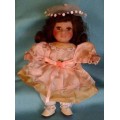 Vintage 9 inches doll peach dress long underwear