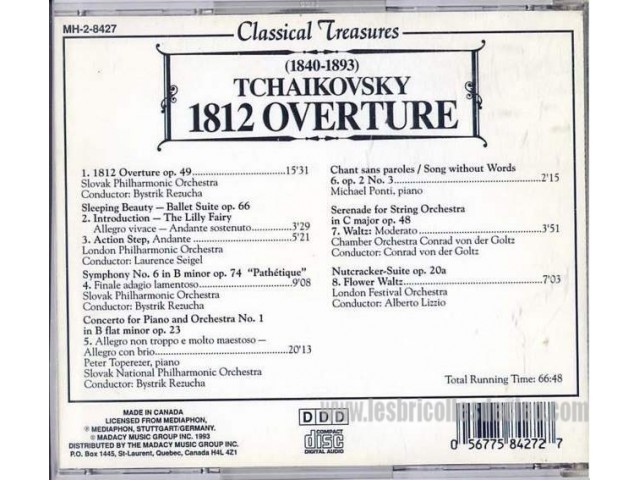 1840-1893 Tchaikovsky 1812 Overture CD | Les Bricolles De Cleo En.